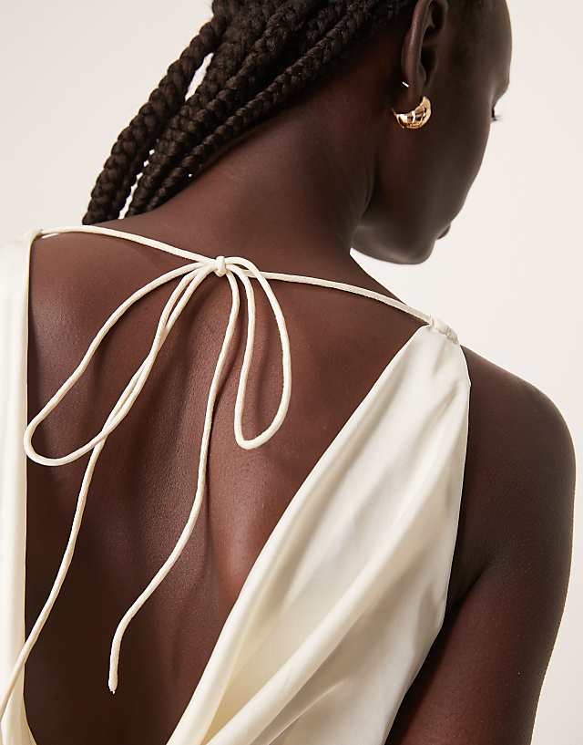 Asos OMNES Kiki Satin Bridal Dress In Ivory