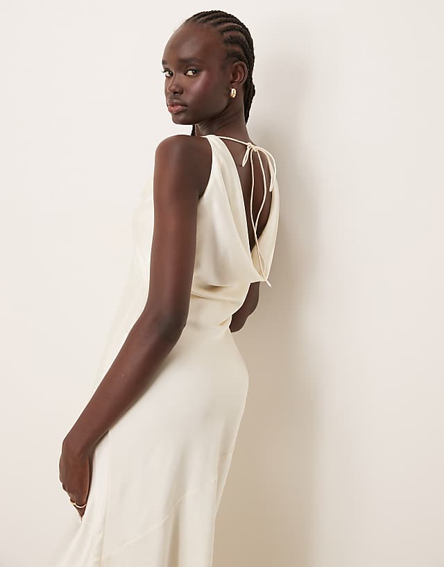 asos OMNES Kiki Satin Bridal Dress in ivory