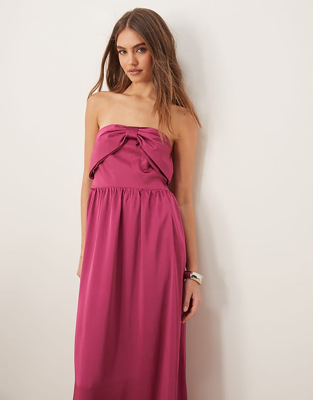 Asos OMNES Millie Bandeau Dress In Magenta