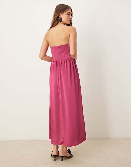 Asos OMNES Millie Bandeau Dress In Magenta