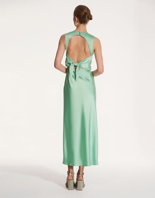 Asos OMNES Nova Satin Bridesmaid Dress In Green