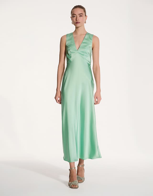 asos OMNES Nova Satin Bridesmaid Dress in green