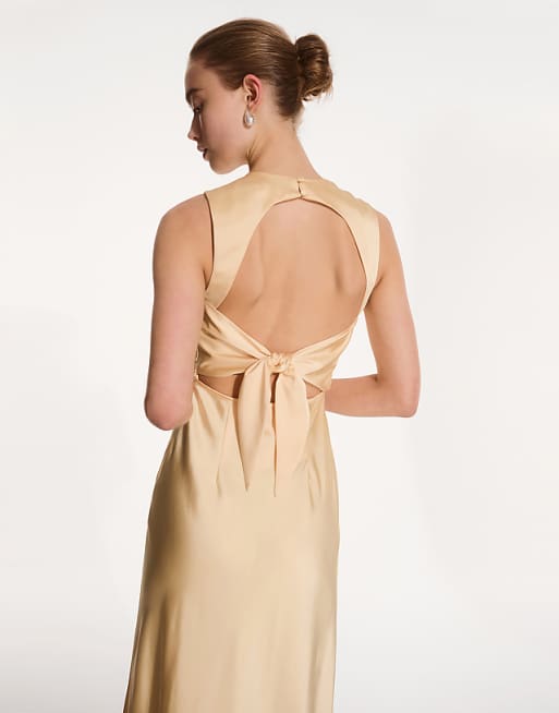 Asos OMNES Nova Satin Bridesmaid Dress In Yellow