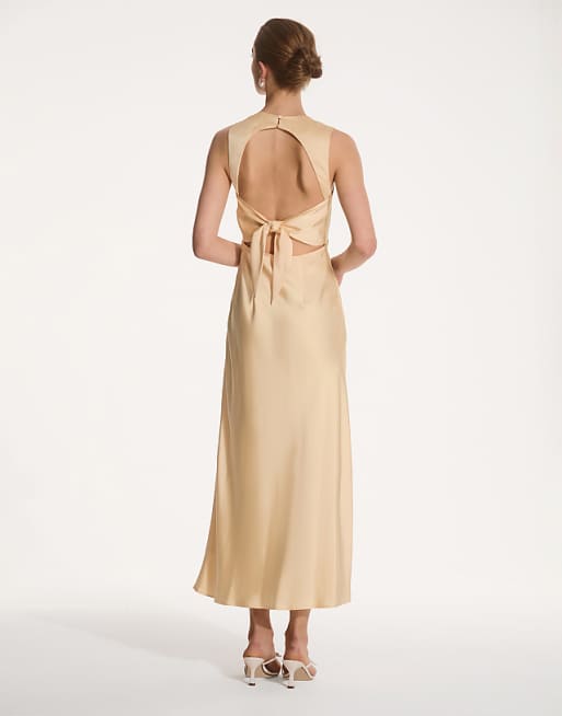 Asos OMNES Nova Satin Bridesmaid Dress In Yellow
