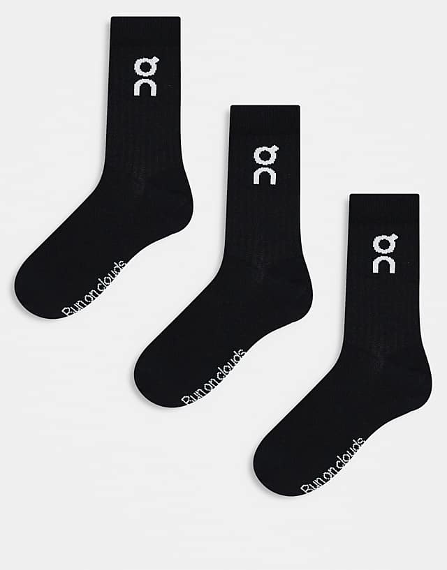 asos ON 3 pack logo high socks in black