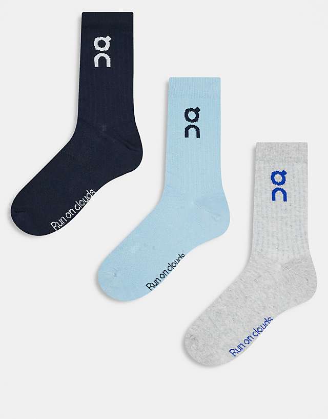 asos ON 3 pack logo high socks in blue