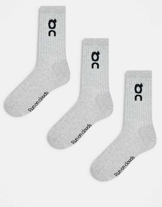 asos ON 3 pack logo high socks in grey
