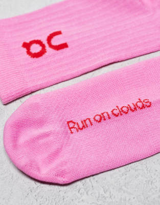 Asos ON 3 Pack Logo High Socks In Pink