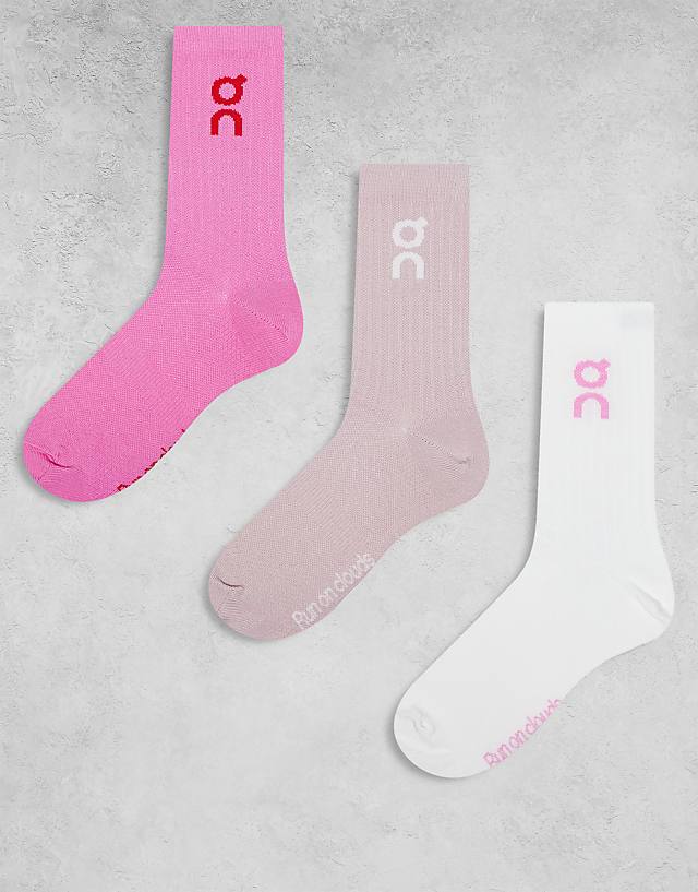 asos ON 3 pack logo high socks in pink