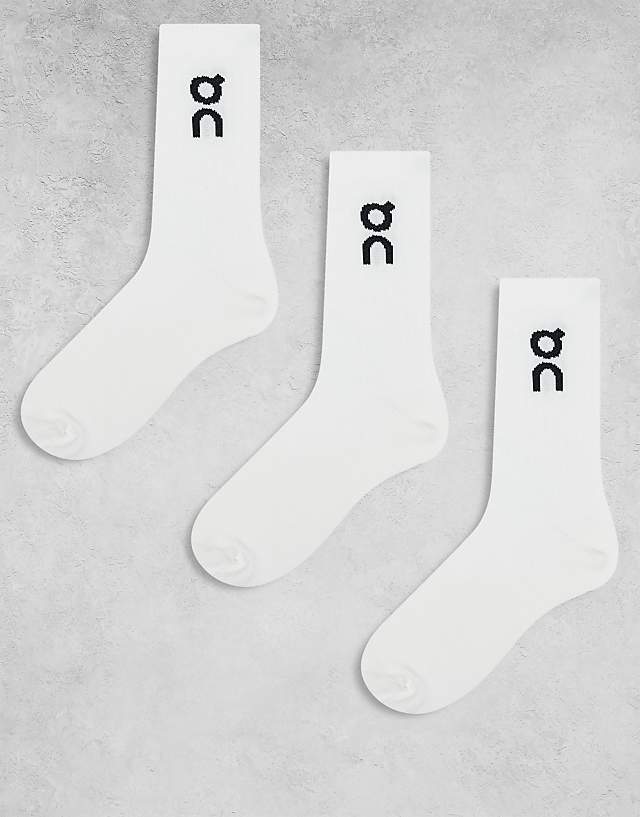 asos ON 3 pack logo high socks in white