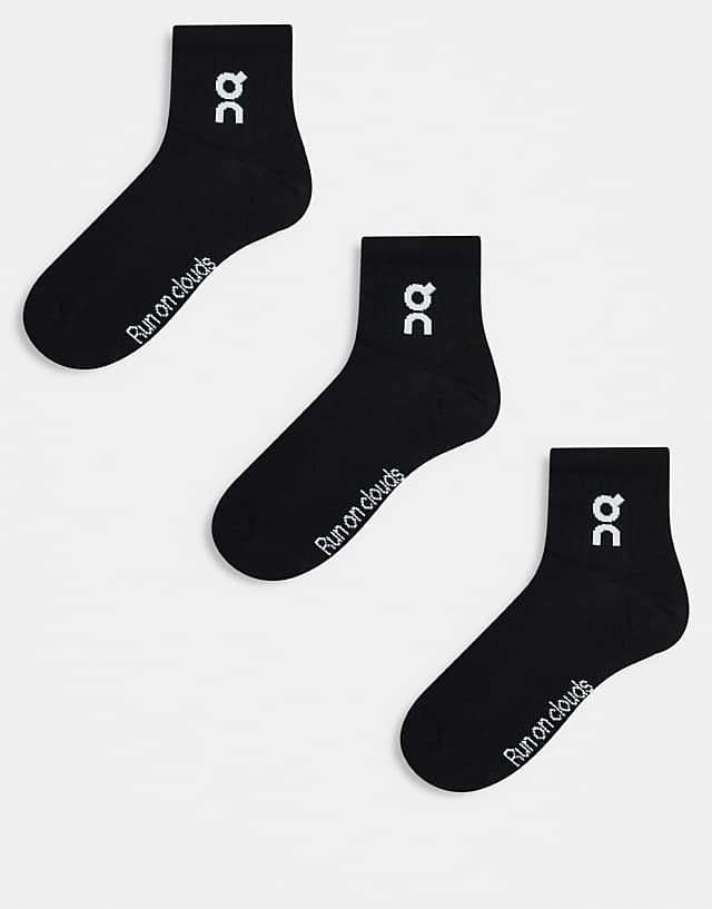 asos ON 3 pack logo mid socks in black