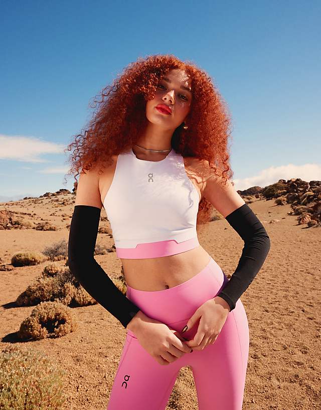 asos ON Train 2-in-1 gym bra in white