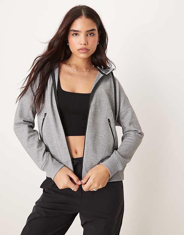 asos ON zipped hoodie in grey