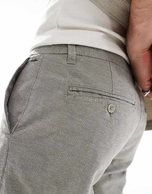 Asos ONLY & SONS Linen Mix Chino Short In Charcoal