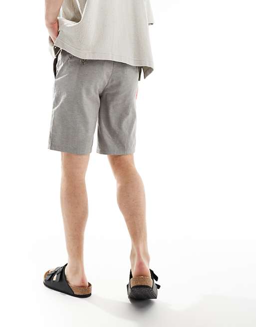 Asos ONLY & SONS Linen Mix Chino Short In Charcoal