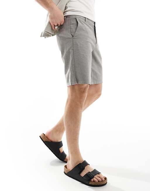 asos ONLY & SONS linen mix chino short in charcoal