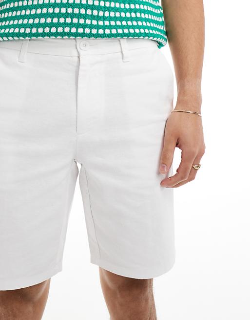 Asos ONLY & SONS Linen Mix Chino Short In White