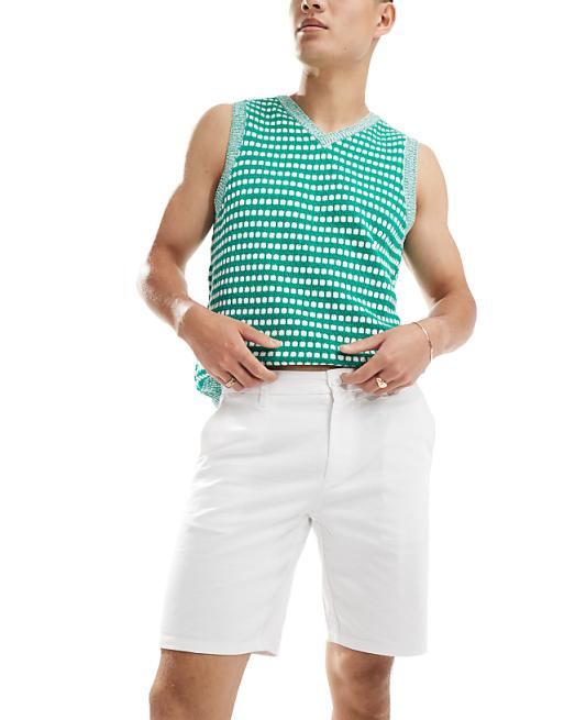 asos ONLY & SONS linen mix chino short in white