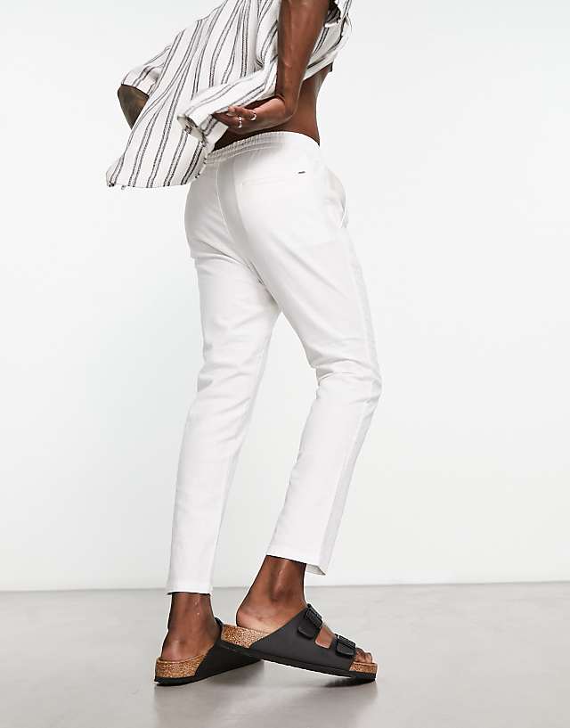 Asos ONLY & SONS Linen Mix Cropped Trouser In White