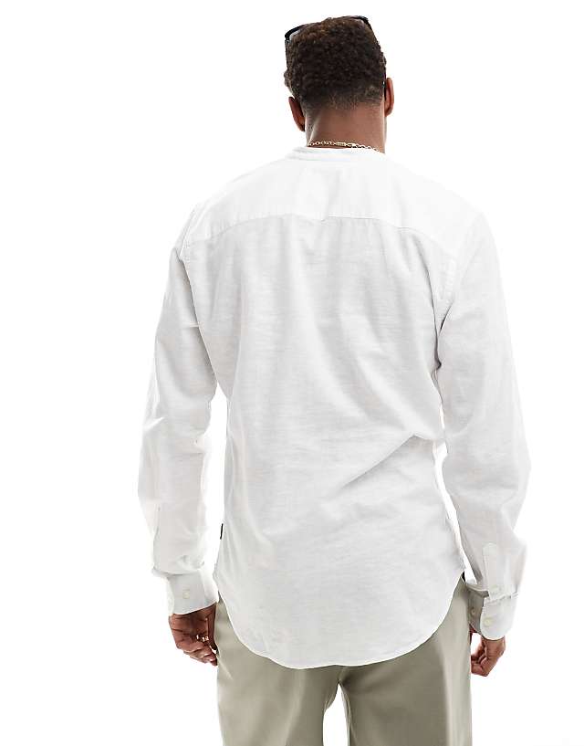 Asos ONLY & SONS Linen Mix Overhead Shirt In White