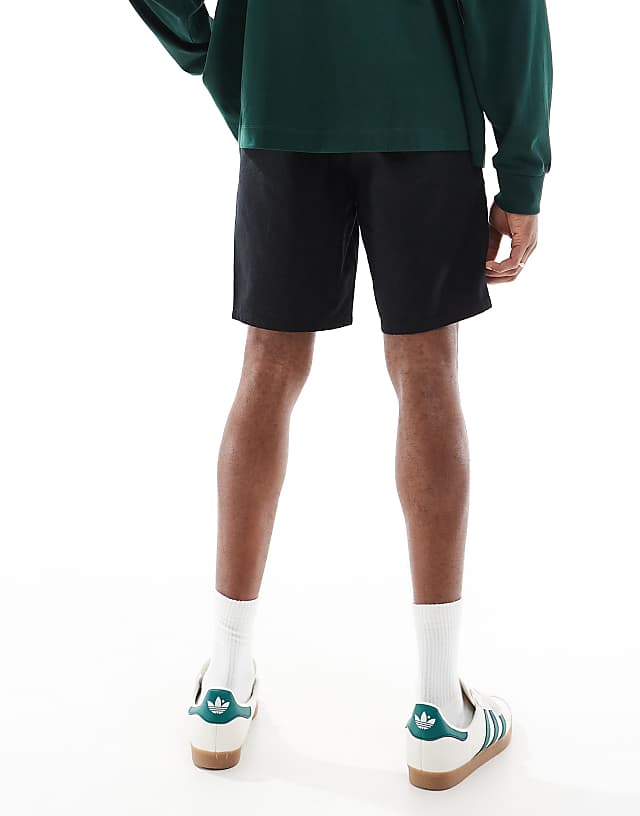 Asos ONLY & SONS Linen Mix Tie Waist Shorts In Black