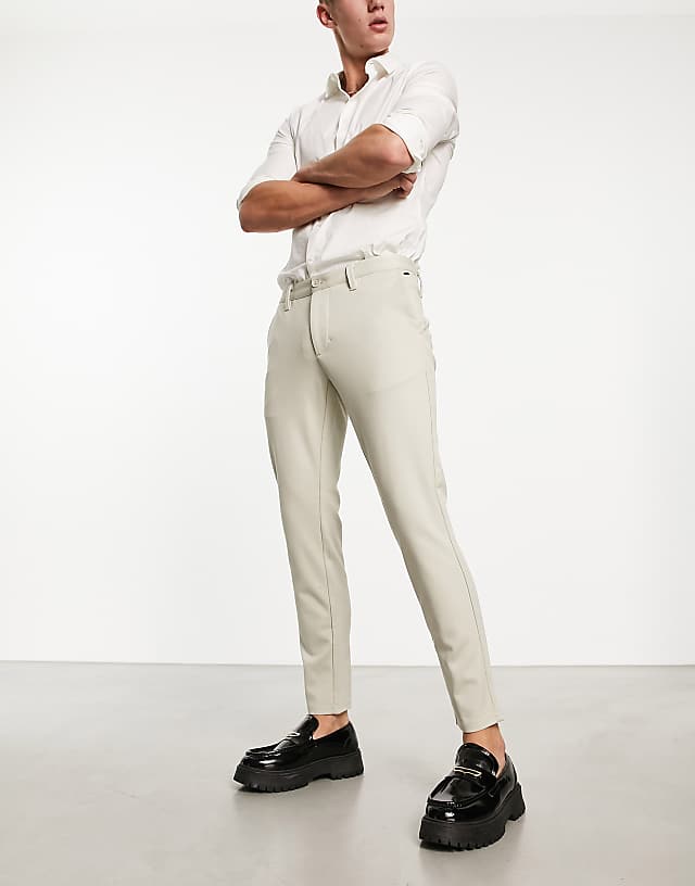 asos ONLY & SONS slim fit tapered trousers in beige