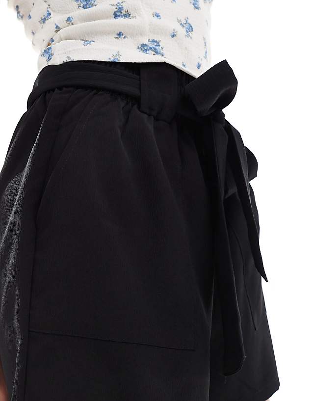 Asos ONLY Tie Waist Shorts In Black