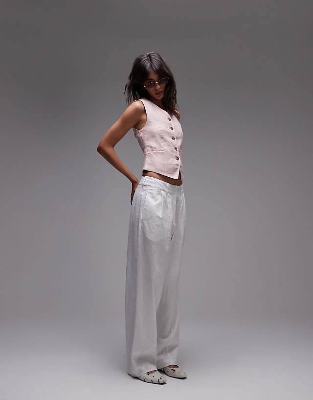 Asos & Other Stories Fitted Linen Waistcoat In Pink