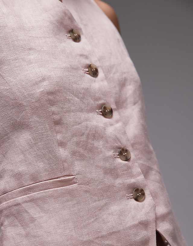 Asos & Other Stories Fitted Linen Waistcoat In Pink