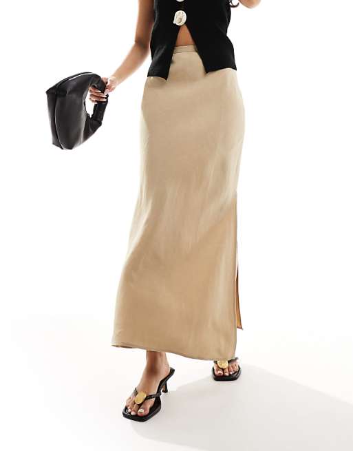 Asos & Other Stories Linen Blend Maxi Skirt In Beige
