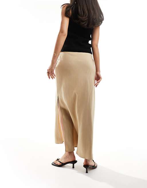 Asos & Other Stories Linen Blend Maxi Skirt In Beige
