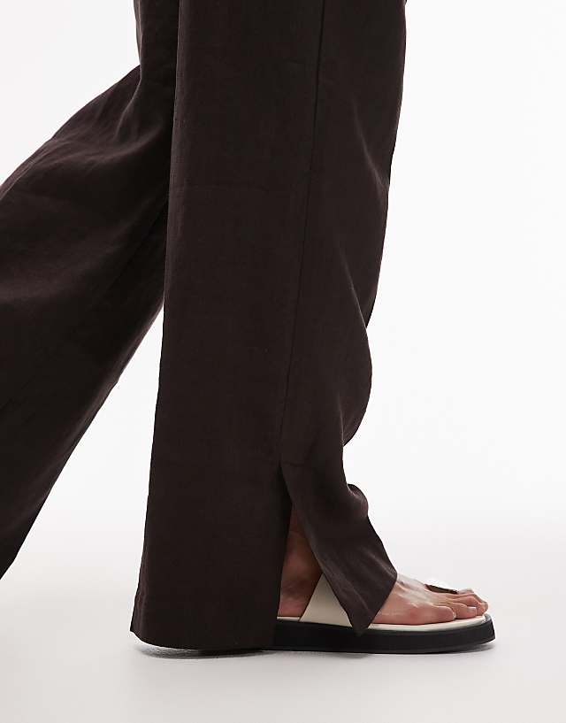 Asos & Other Stories Linen Trousers In Dark Brown