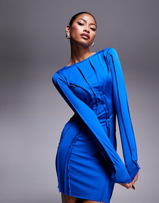 asos OW Collection Twist mini dress in blue