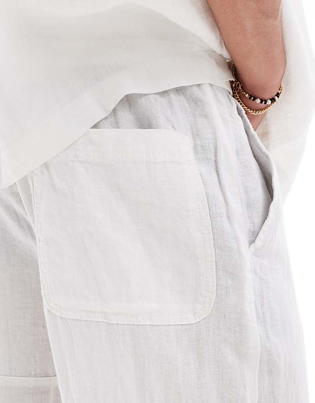 Asos Pull&Bear 100% Linen Joggers In White