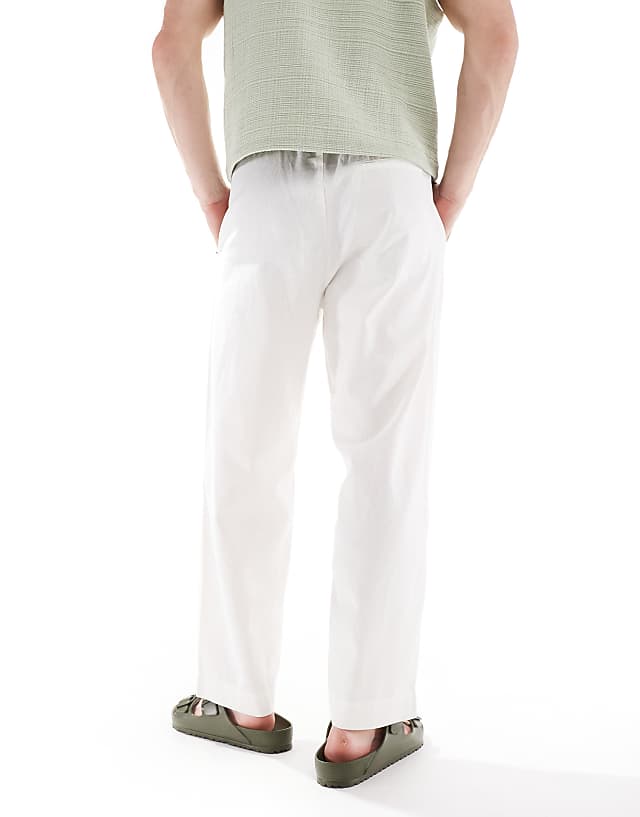 Asos Pull&Bear Linen Blend Joggers In Off White