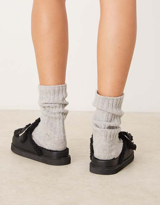 Asos RAID Kylie Teddy Mules In Black