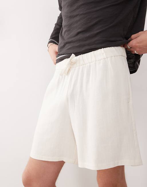 Asos Reclaimed Vintage Linen Blend Short In Cream
