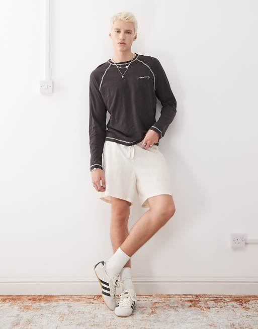 Asos Reclaimed Vintage Linen Blend Short In Cream