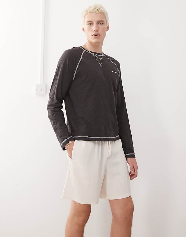 asos Reclaimed Vintage linen blend short in cream