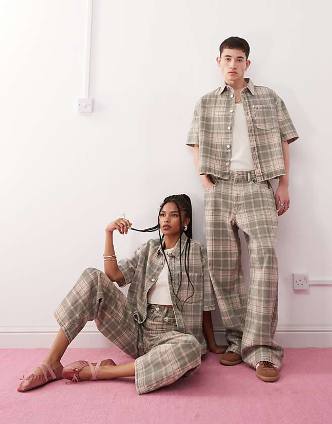 asos Reclaimed Vintage unisex boxy co-ord in check