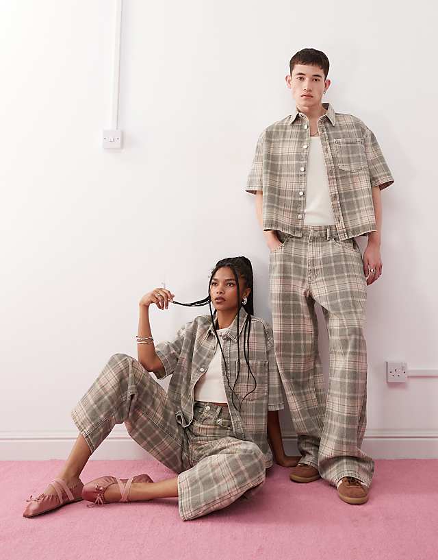 asos Reclaimed Vintage unisex boxy co-ord in check