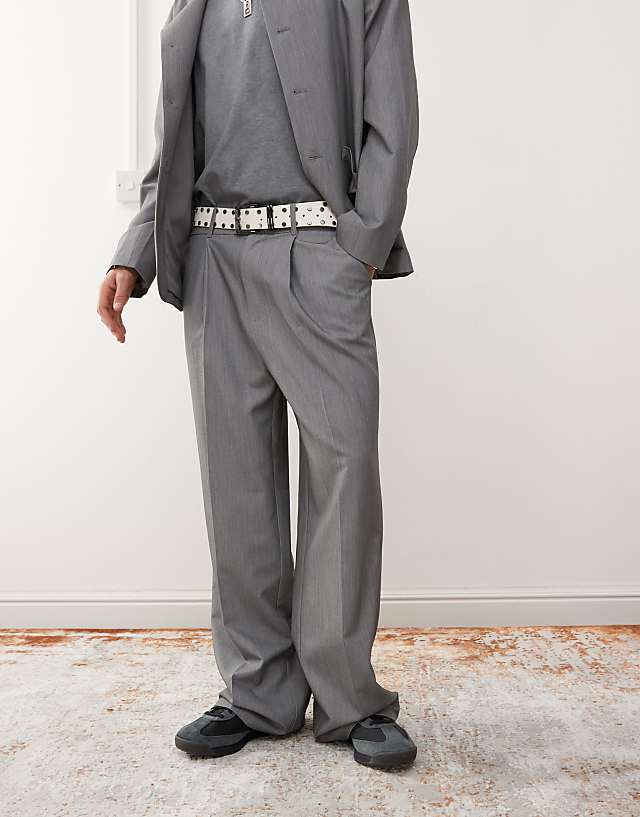 Asos Reclaimed Vintage Wide Leg Trouser In Grey