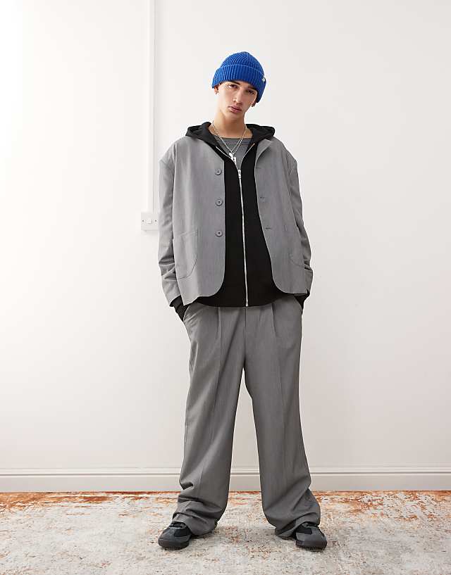 asos Reclaimed Vintage wide leg trouser in grey