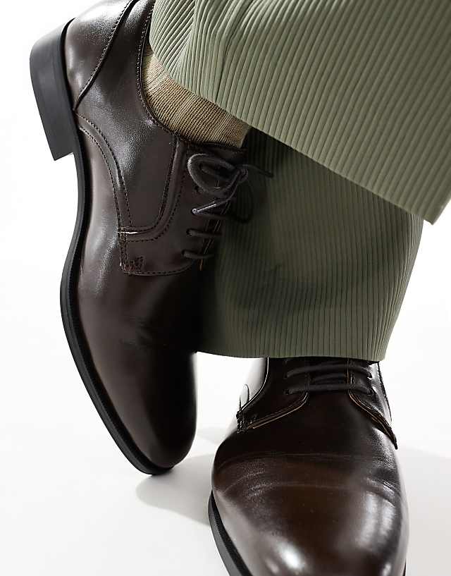 Asos River Island Derby Shoes In Dark Brown