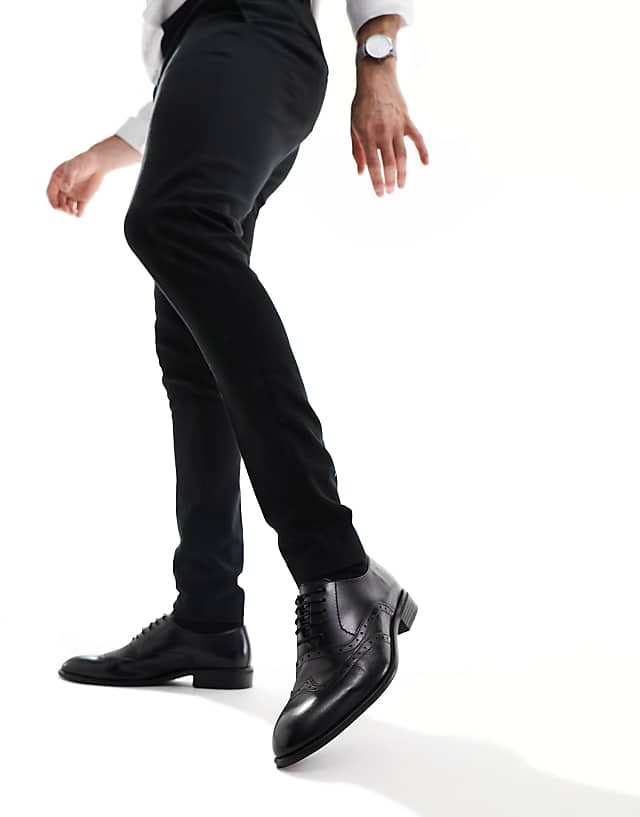 Asos River Island Lace Up Brogue Shoes In Black