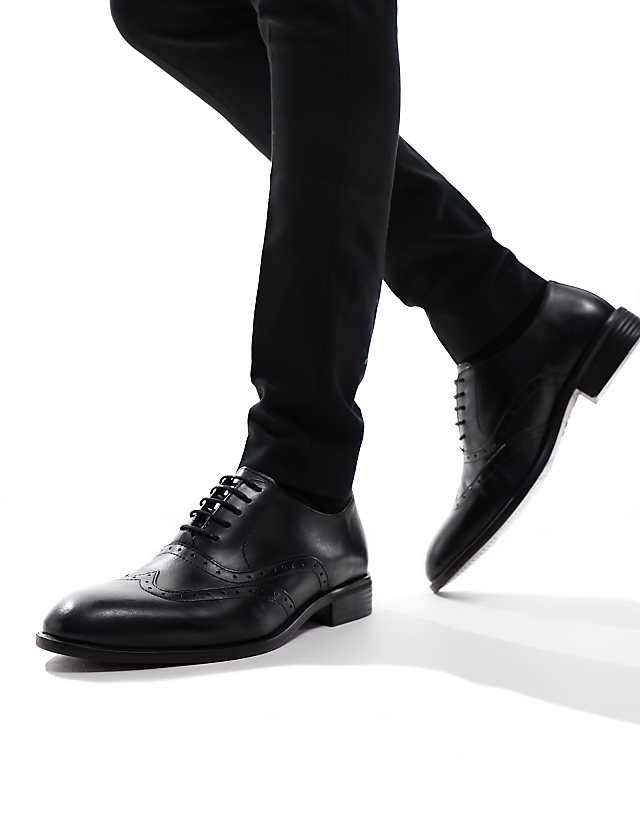 Asos River Island Lace Up Brogue Shoes In Black