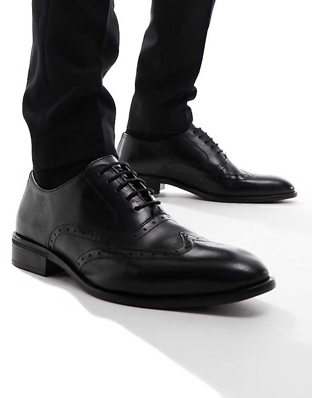 asos River Island lace up brogue shoes in black