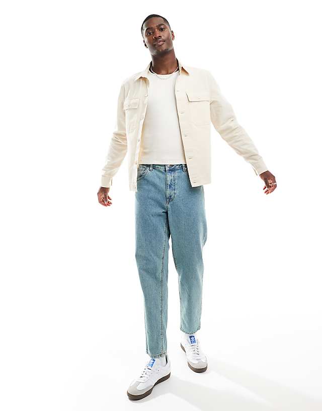 Asos River Island Linen Blend Overshirt In Ecru