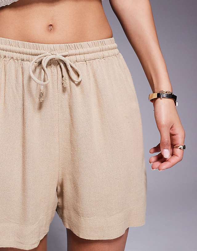 Asos River Island Linen Look Short In Stone