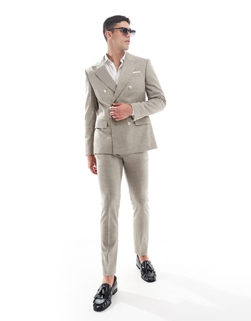 asos River Island slim linen suit in ecru - CREAM